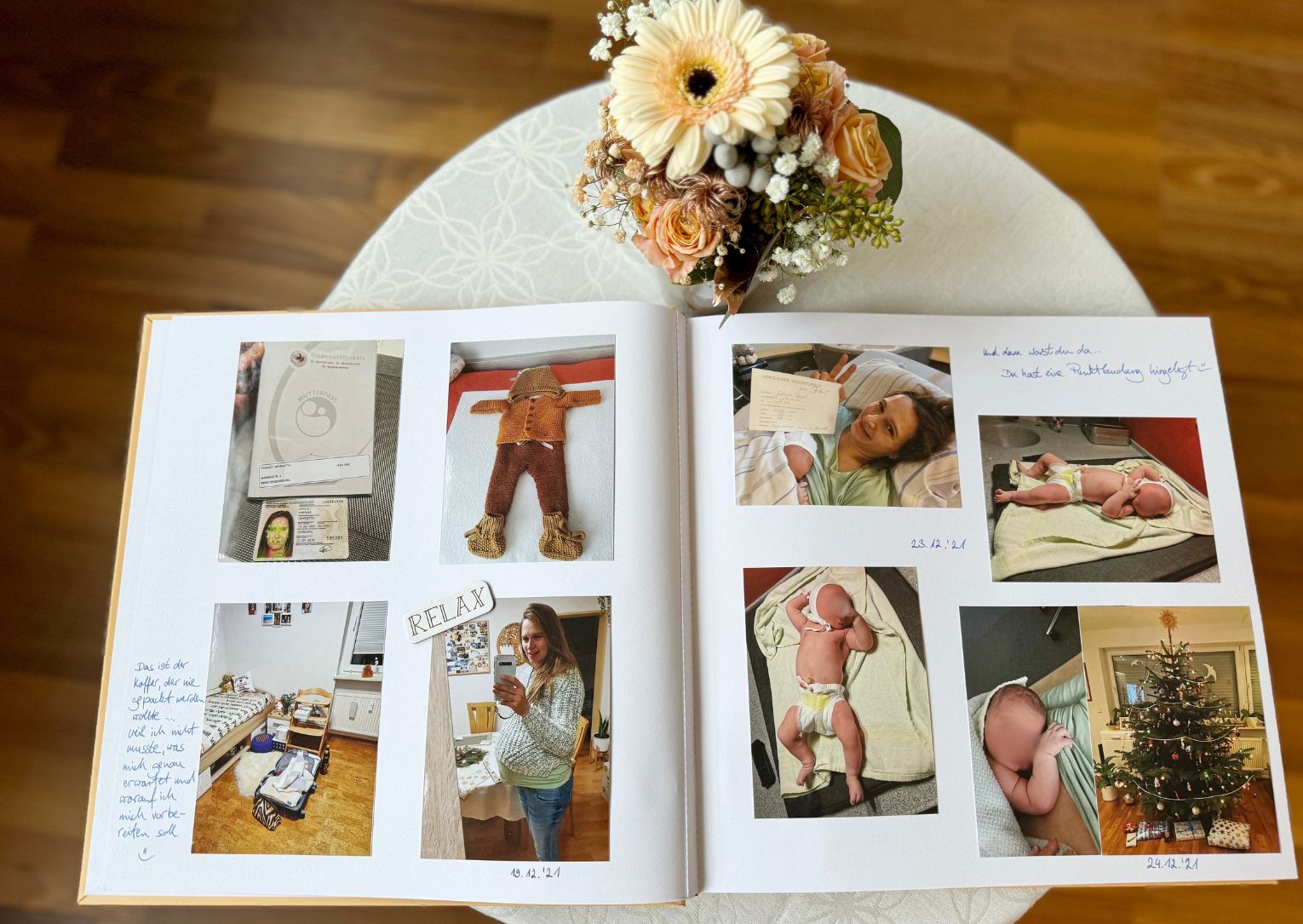 Fotoalbum zum Einkleben mit Blume